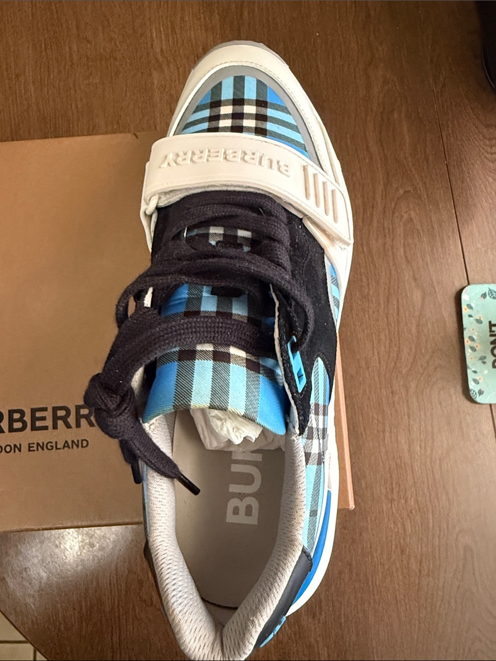 Burberry Azure Blue Low Top Sneakers - Picture 3 of 5